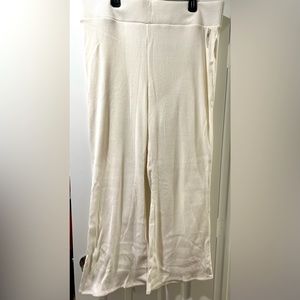 New Women's Old Navy Cream Rib Knit High Waisted Flare Lounge Pants